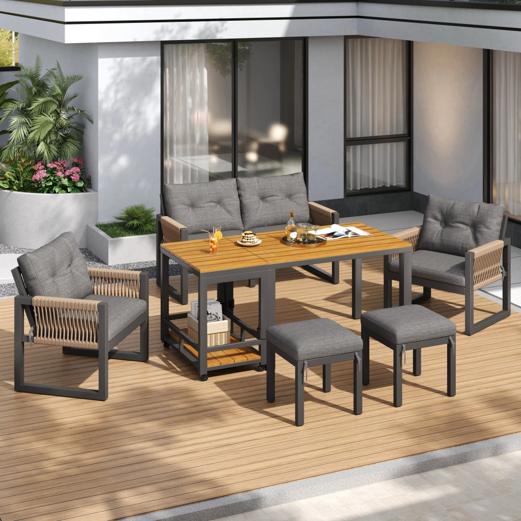 Set Divano da Giardino ¨C MINIMAL ¨C Metallo, Cuscini, Tavolo