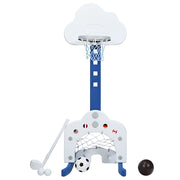 Canestro da basket 3 in 1 con 5 altezze regolabili, Canestro da basket e gioco del golf per bambini Bianco-Giocattoli sportivi