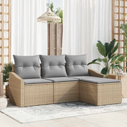 Set di divani con cuscino 4 pcs Beige polyrattan