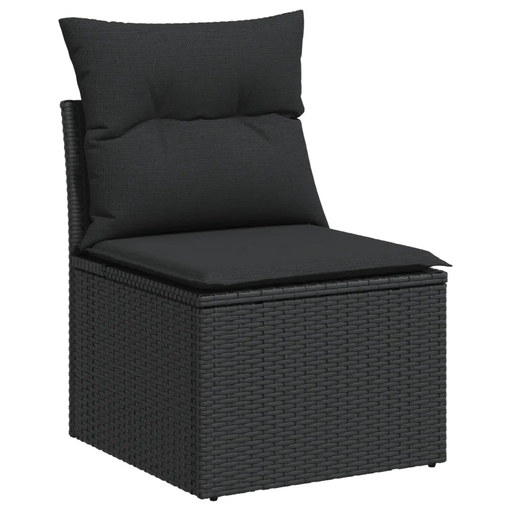 Set Divani da Giardino 9 pz con Cuscini Nero in Polyrattan 3222994