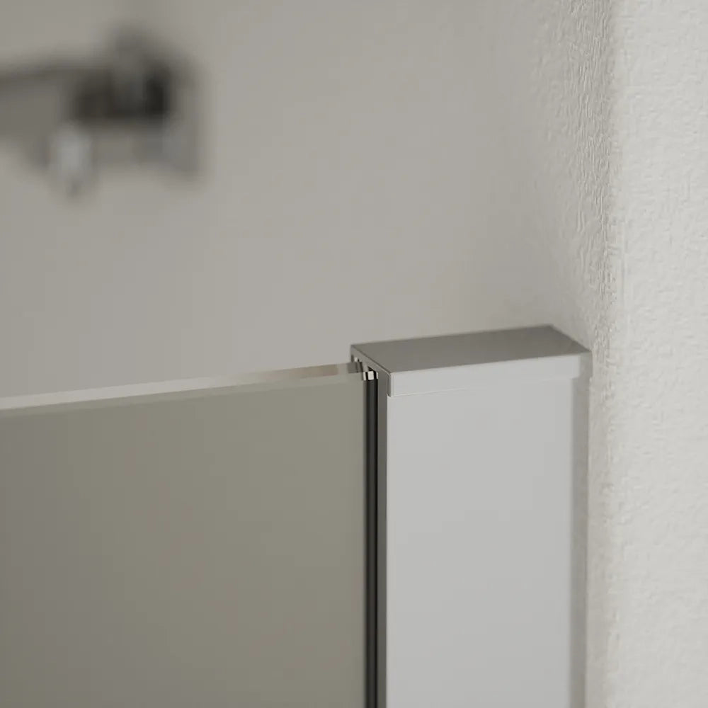 Porta doccia 141-145cm profili cromati apertura a battente e parete fissa vetro 8mm trasparente h195 | Fiji