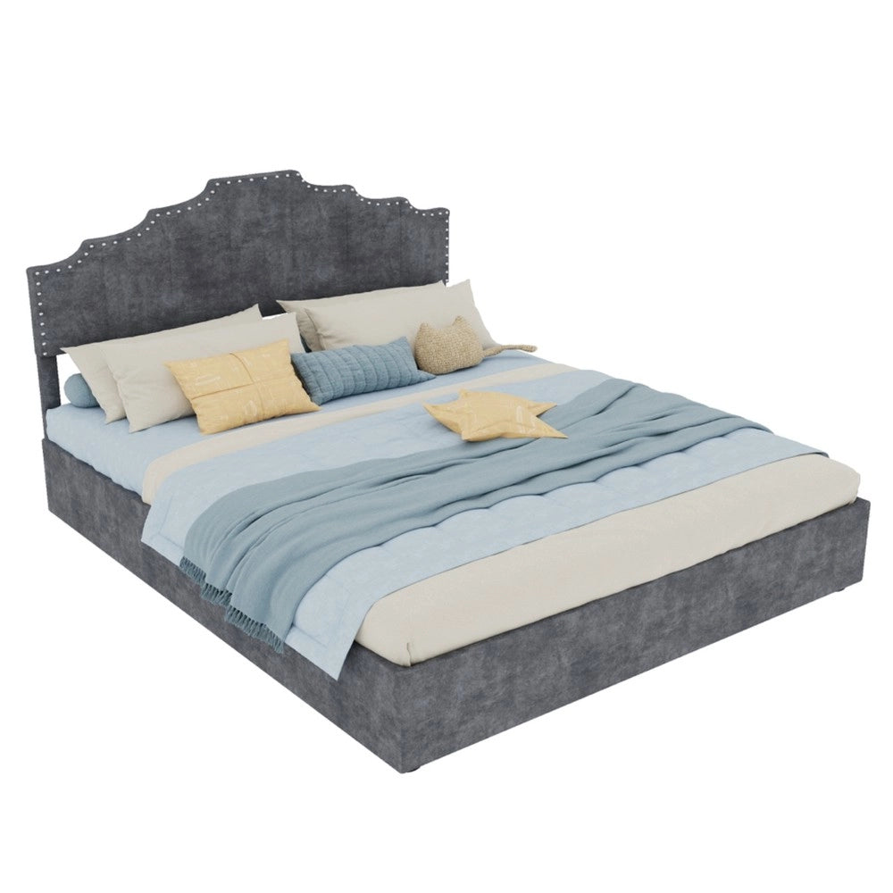 Letto Contenitore Imbottito ¨C MINIMAL ¨C Grigio 160x200 con Materasso