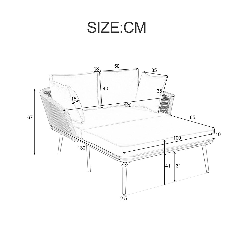 Set giardino - Xylo - 2 posti con cuscini lavabili beige