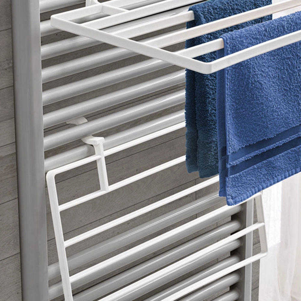 Stendibiancheria termoarredo universale in plastica bianca rigida