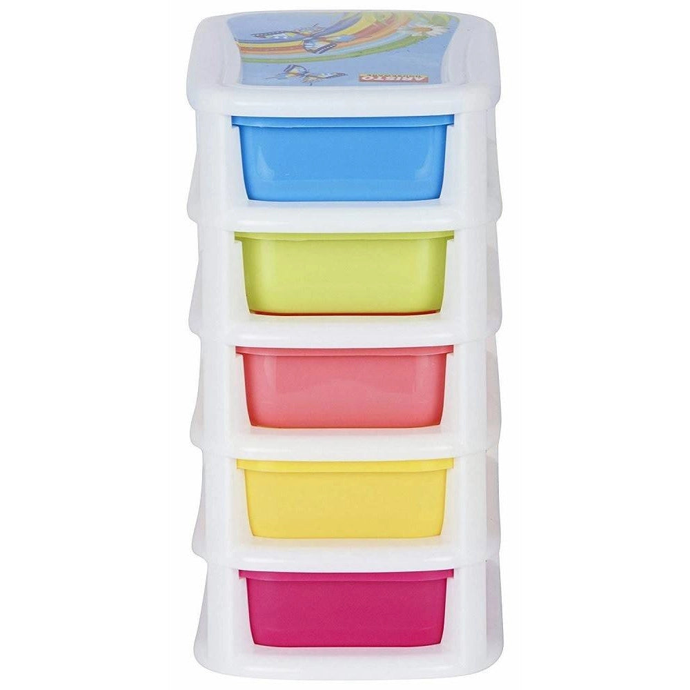 Trade Shop - Mini Scatola Di Stoccaggio Cassetto Desktop In Plastica A 5 Strati Multicolore -