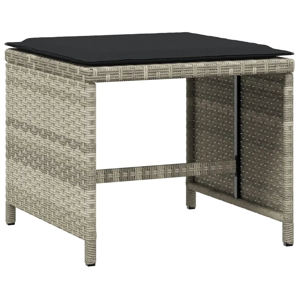 Set Pranzo da Giardino 9pz con Cuscini Grigio Chiaro Polyrattan 3277906