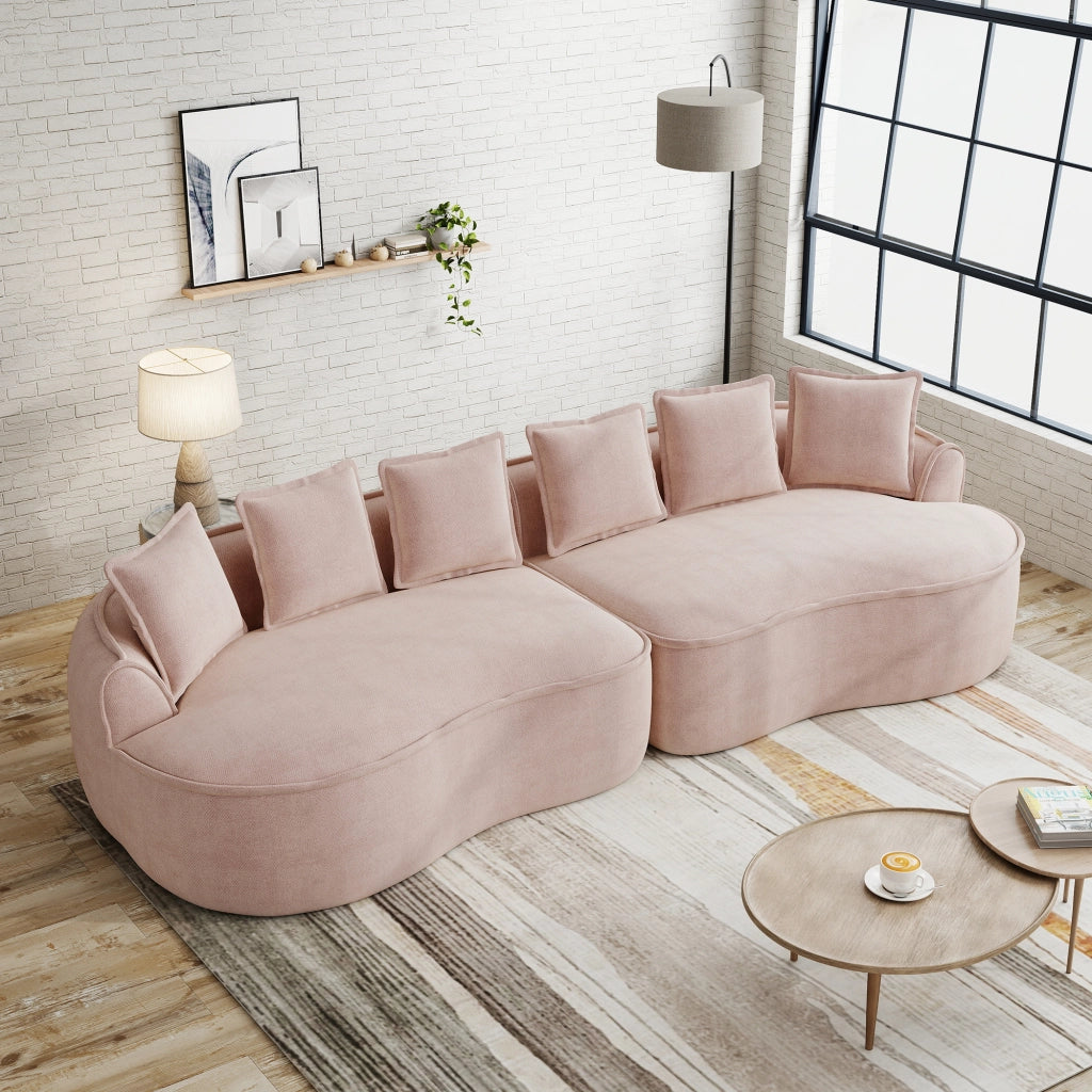 Divano 4 Posti in Tessuto Chenille con Cuscini ¨C MINIMAL ¨C Rosa