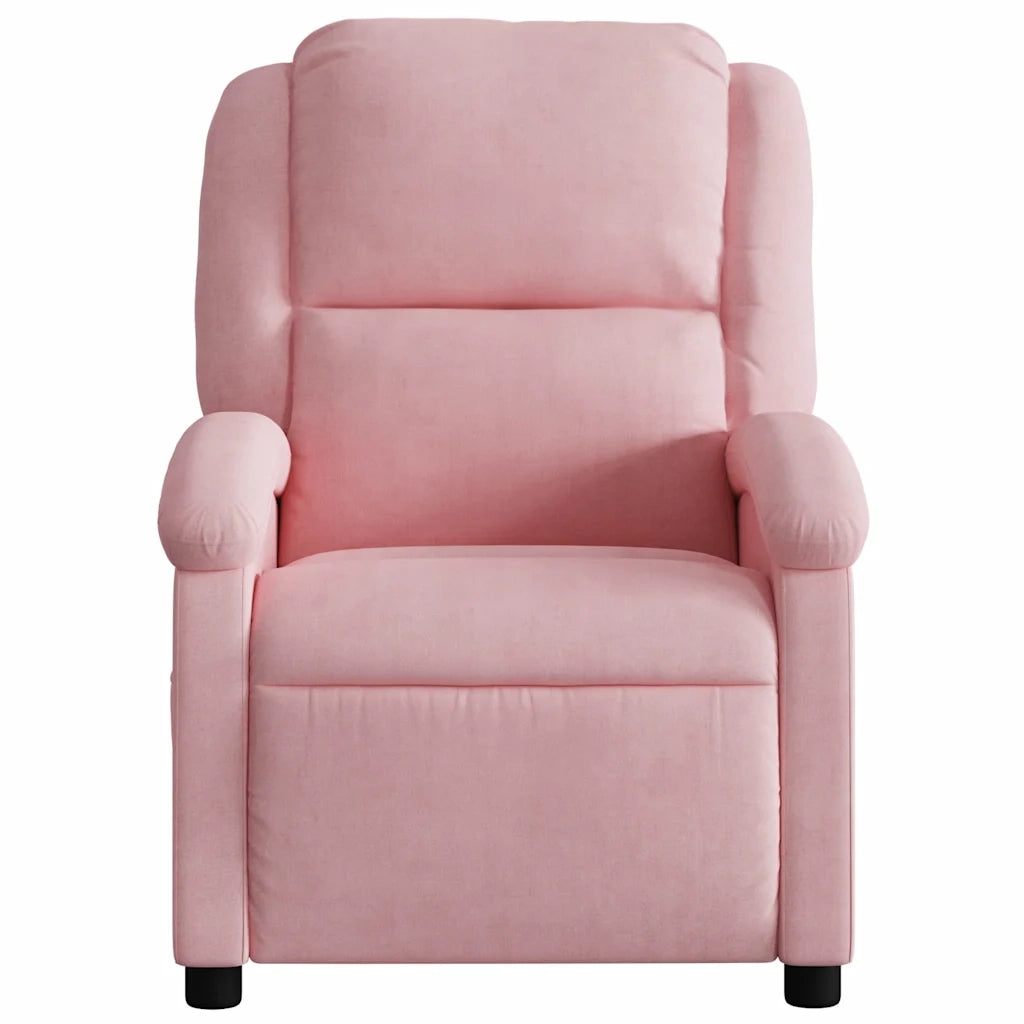 Poltrona Massaggiante Reclinabile Rosa in Velluto 371812
