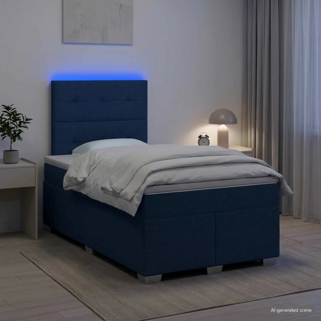 Letto box spring con materasso Blu 120 x 200 cm Tessuto 3454851