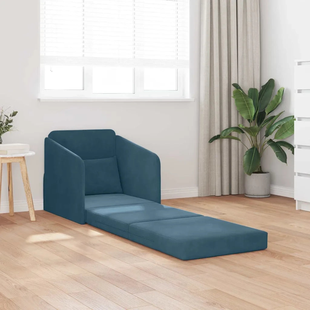 Divano Letto-Sofa Letto-Daybed Blu 65 x 80 x 83 cm Velluto