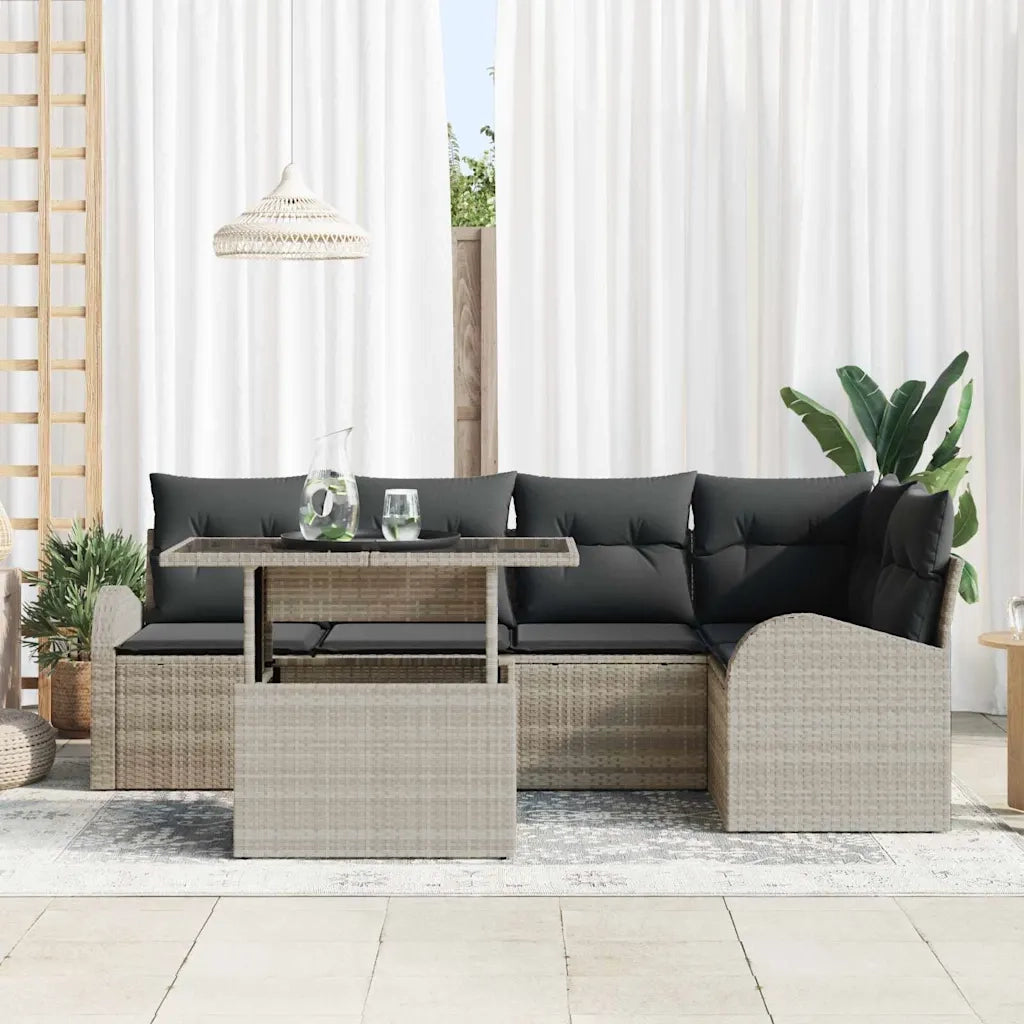 Set Divano da Giardino 6 pcs Grigio chiaro polyrattan 3348648