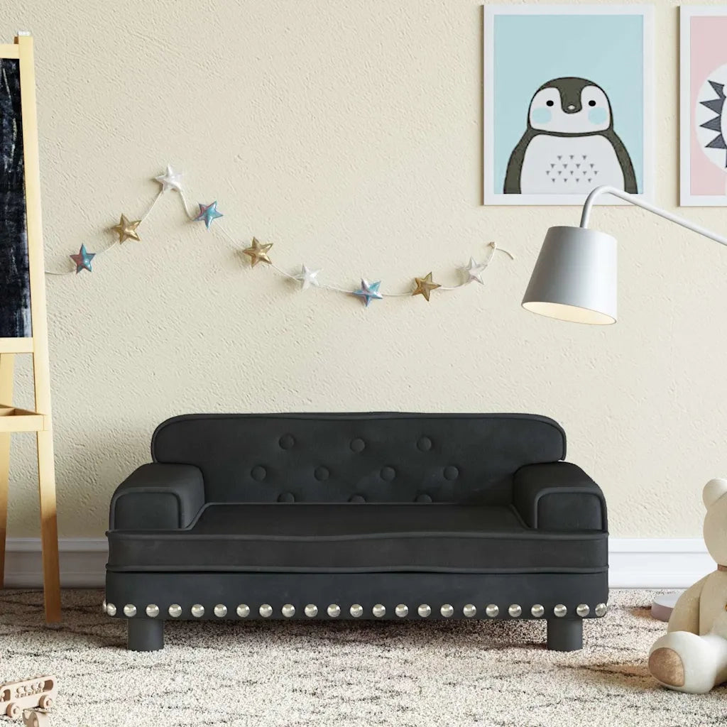 Divano per Bambini-Sofa-Divanetto Nero 70x45x30 cm in Velluto