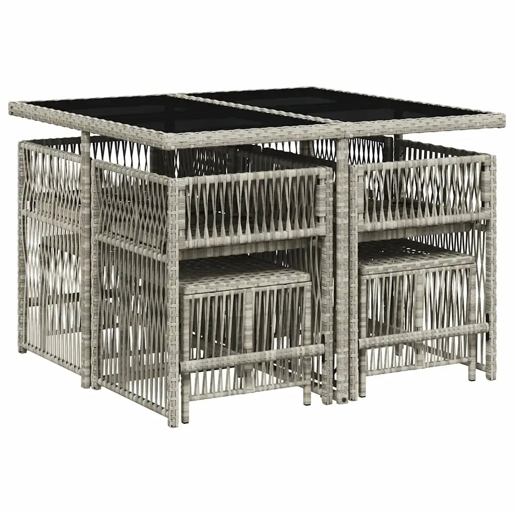 Set Pranzo da Giardino 9pz con Cuscini Grigio Chiaro Polyrattan 3211679