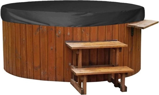 190 Taffeta in Poliestere Zilver Ronde Hot Tub Afdekkap - Resistente al Tempo - Universale - Sacchetto Proteggente Opvolutile - Bagni all'Aperto e Fonti di Acqua Calda - Quattro Stagioni - Facile da Pulire - Nero 210 * 30 cm