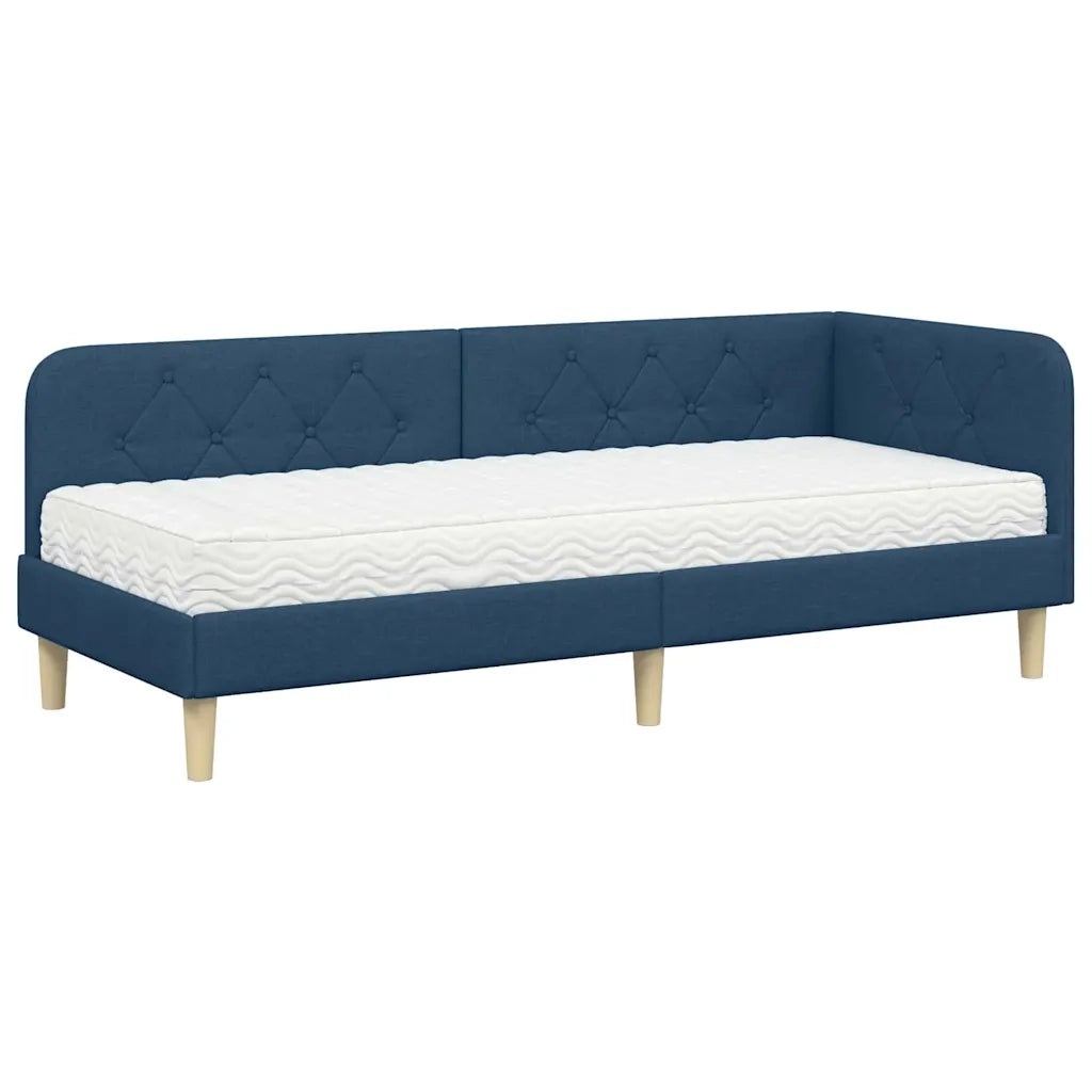 Cornice del letto ad angolo Blu 80 x 200 cm Tessuto 3394108