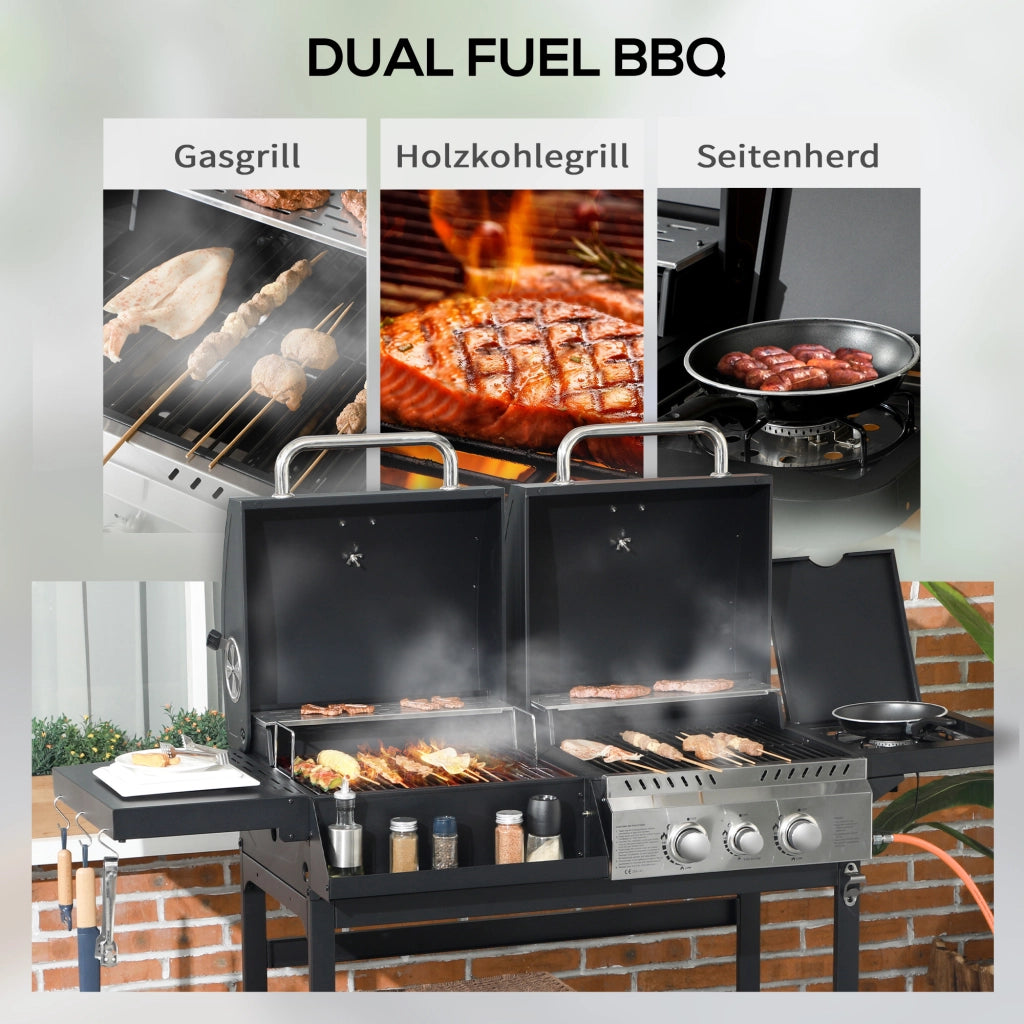 Barbecue a Gas con Termometro ¨C Xylo ¨C Nero e Argento 161x54x103 cm