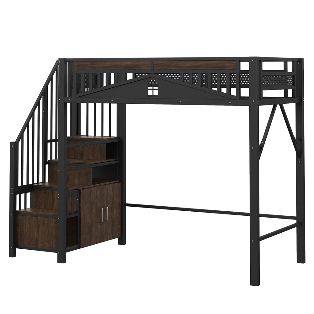 Letto a castello metallo - Xylo - 90x200 cm nero finestra