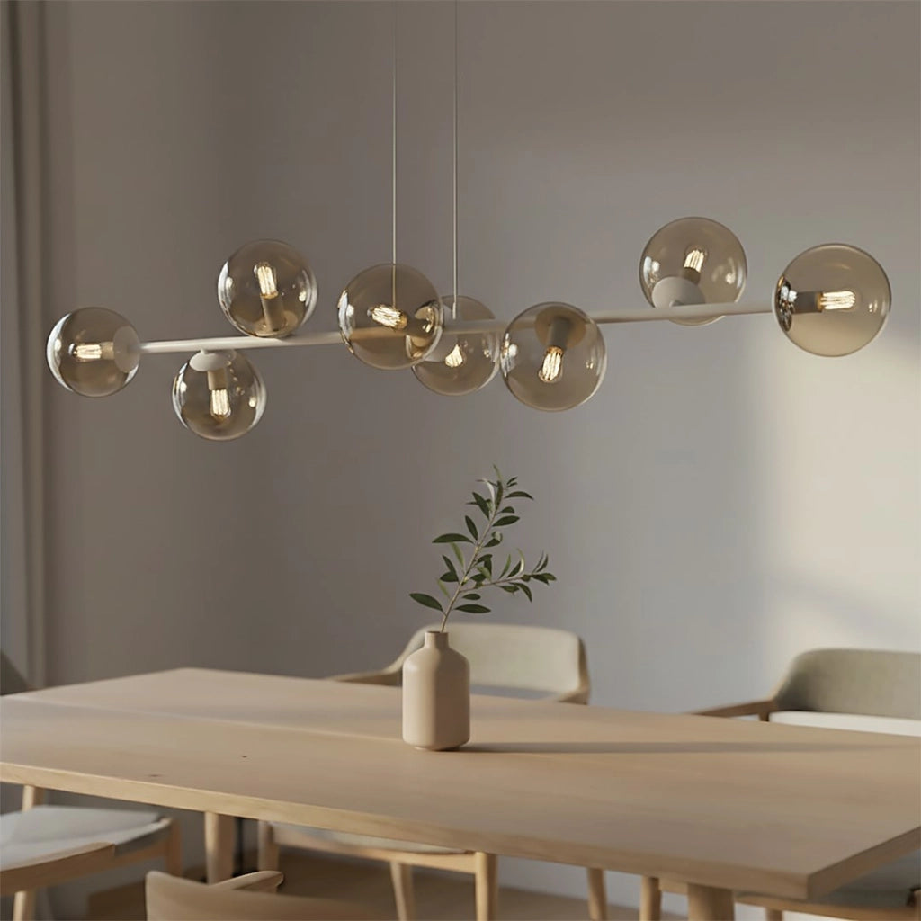 Lampada a sospensione Magnus 8xE14 vetro beige Emibig