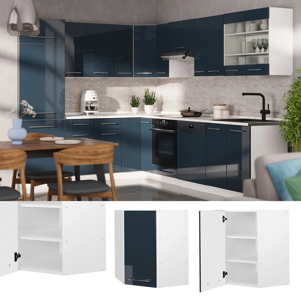 Mobile angolare da cucina Fame-Line Blu scuro lucido/Bianco 57 cm Vicco