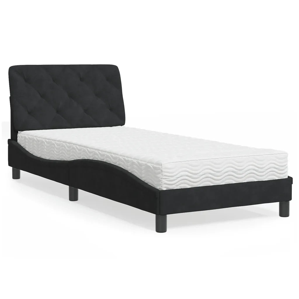 Letto con Materasso-Struttura Letto con Materasso Nero 80x200 cm in Velluto