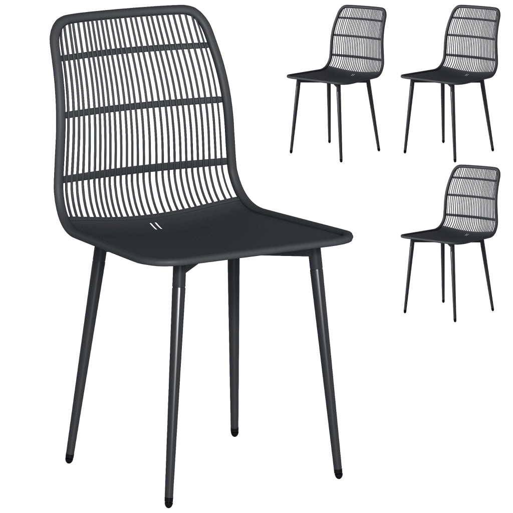 Set 4 Sedie da Giardino Esterno con Schienale ¨C Xylo ¨C Nero