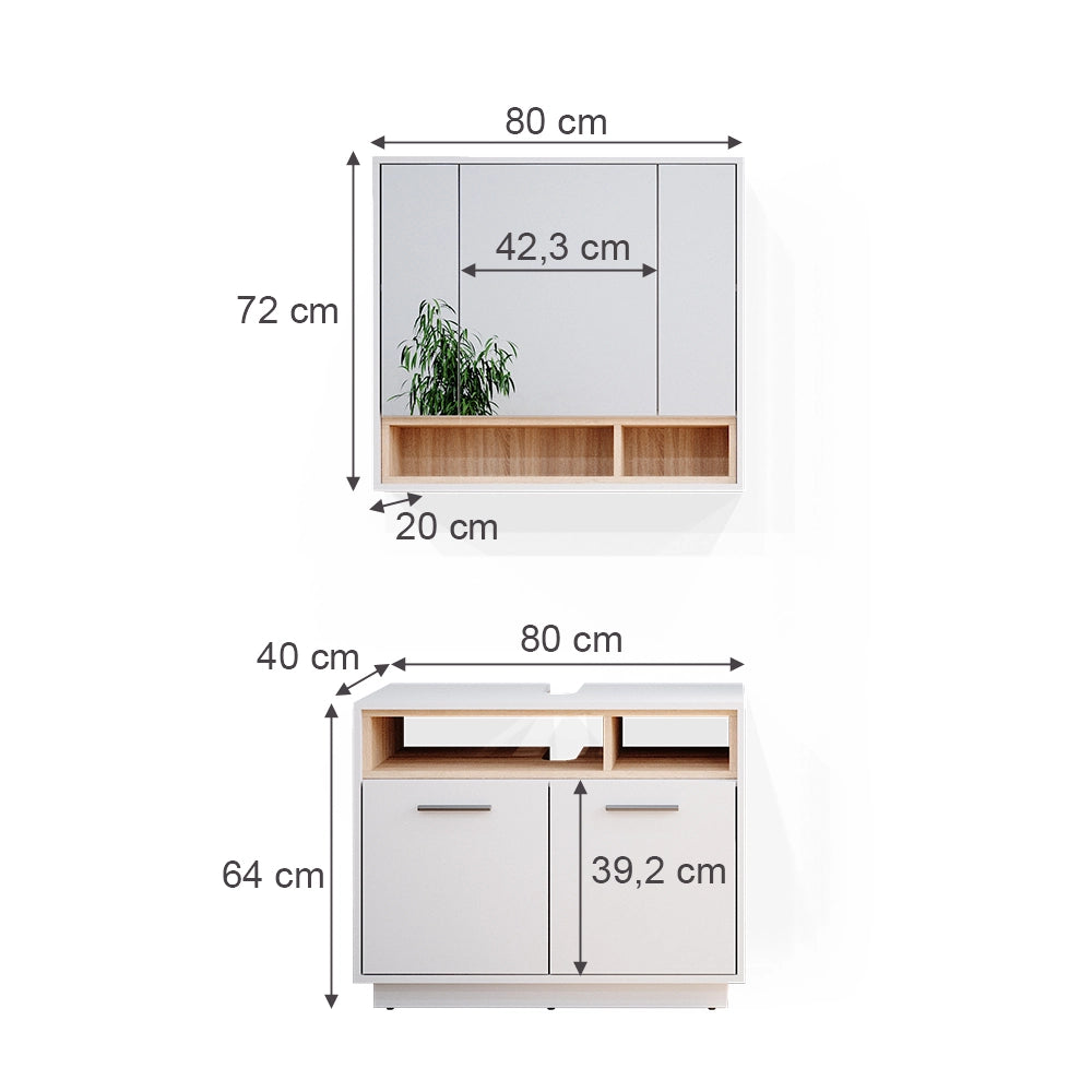 Vicco Set mobili bagno Bianco 2 parti