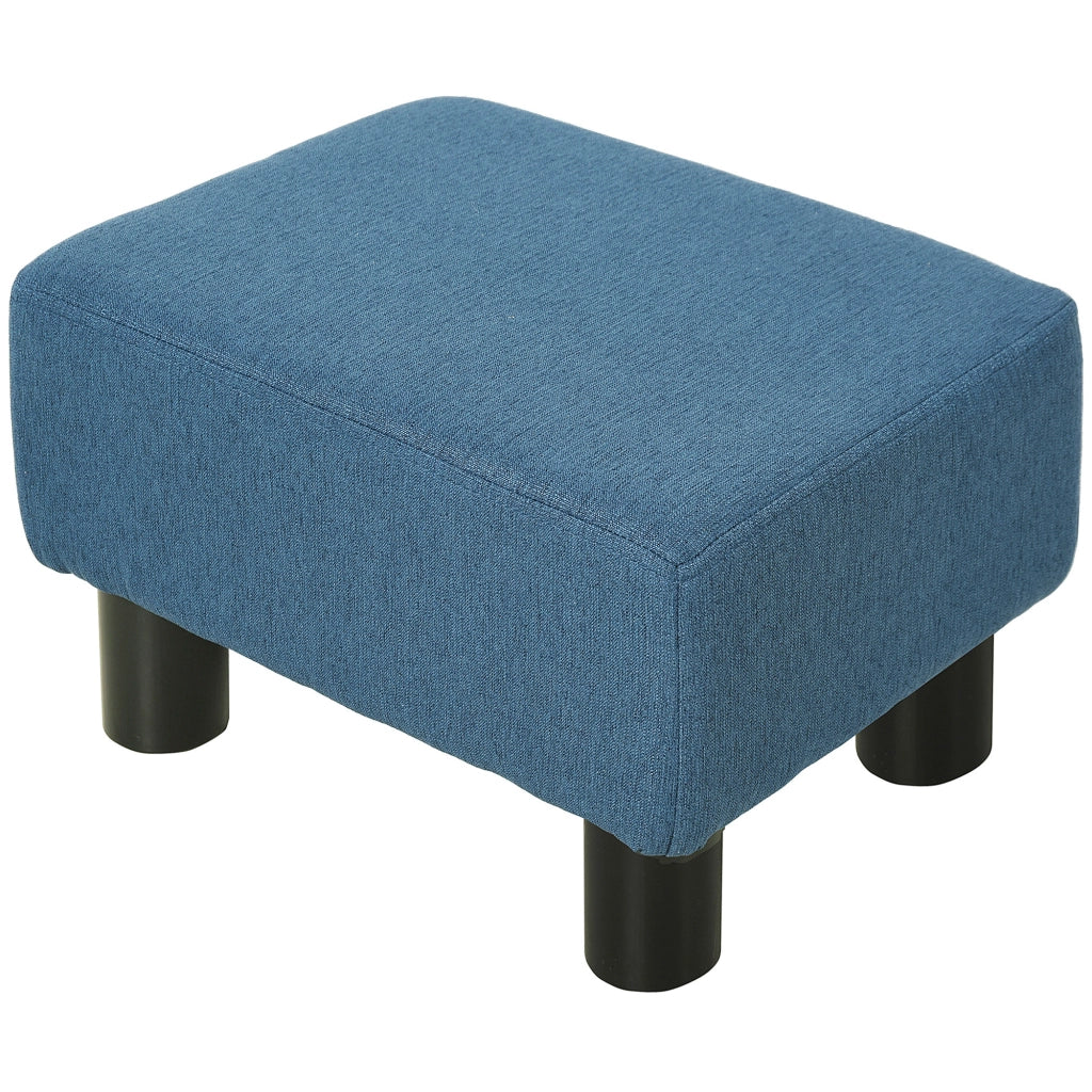 Pouf con poggiapiedi in tessuto lino ¨C Minimal ¨C blu scuro 40x30x24 cm