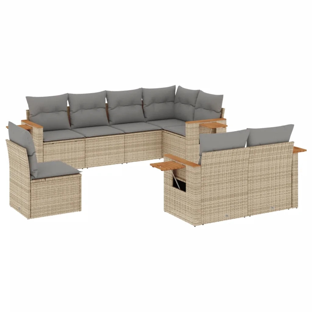 Set Divano da Giardino 8 pz con Cuscini Beige in Polyrattan 3259406