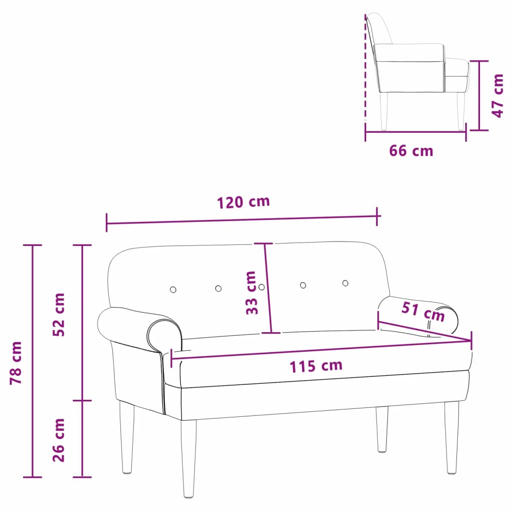 Loveseat con bottoni imbottiti Grigio Chiaro 120 x 66 x 78 cm 42041828