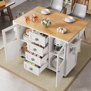 Isola della cucina mobile - Zephmum- 120x73x93 cm, bianco/nero, estraibile con ruote