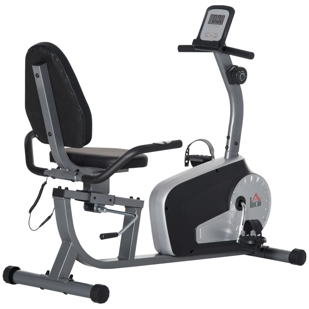 EasyComfort Cyclette Orizzontale Recumbent con 8 Livelli di Resistenza, Schermo LCD e Seduta Regolabile, 122-137x62x103 cm