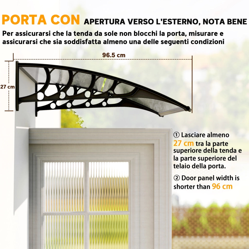 Tettoia Policarbonato Esterno ¨C Xylo ¨C Trasparente 103x96.5x27cm