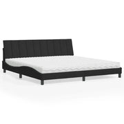 Letto con Materasso Hanko Nero 200x200 cm in Velluto