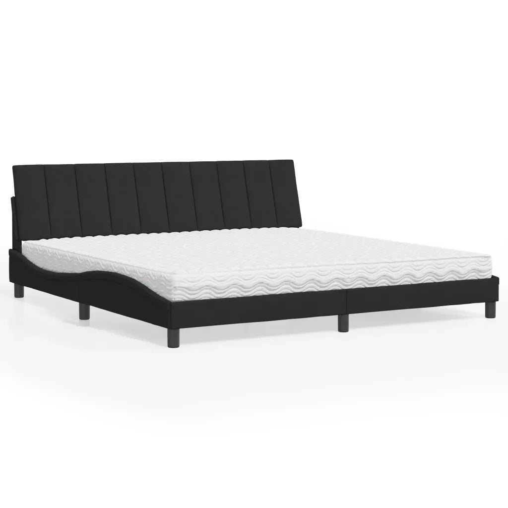 Letto con Materasso Hanko Nero 200x200 cm in Velluto