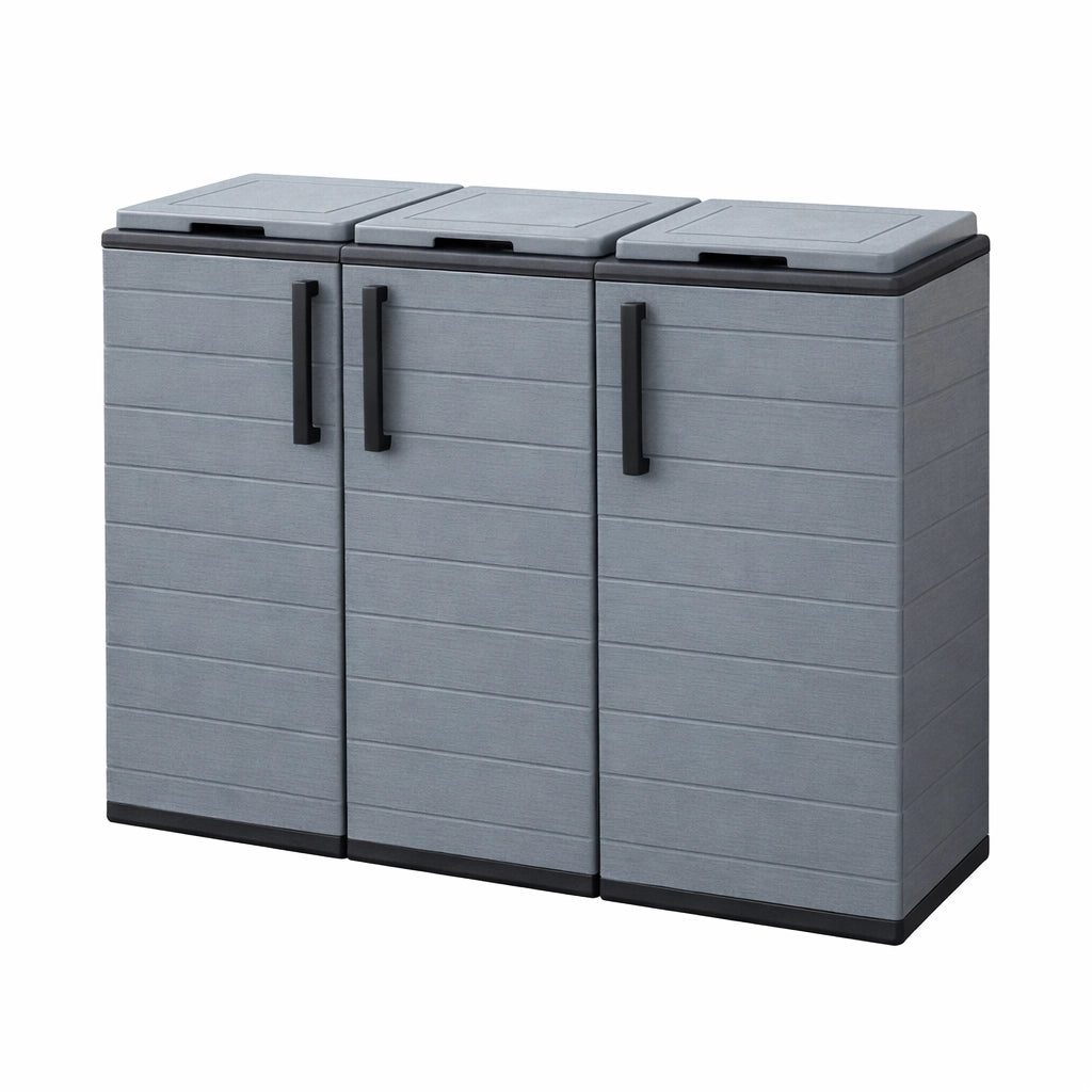 ARMADIO PATTUMIERA BASSO IN PLASTICA 3 SCOMPARTI DIMENSIONI 102X37XH 84 CM 300 LT