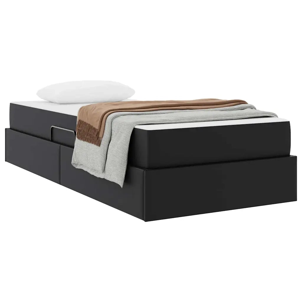 Letto con contenitore e materasso 2 pcs Nero Pelle 3399592