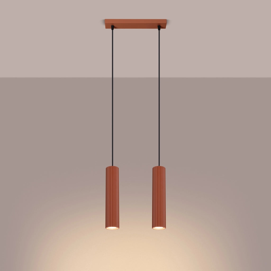Lampada a sospensione KARBON 2 rosso ocra