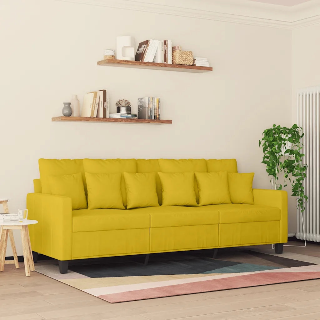 Divano a 3 Posti-Sofa 3 Posti Giallo 180 cm in Velluto 737855