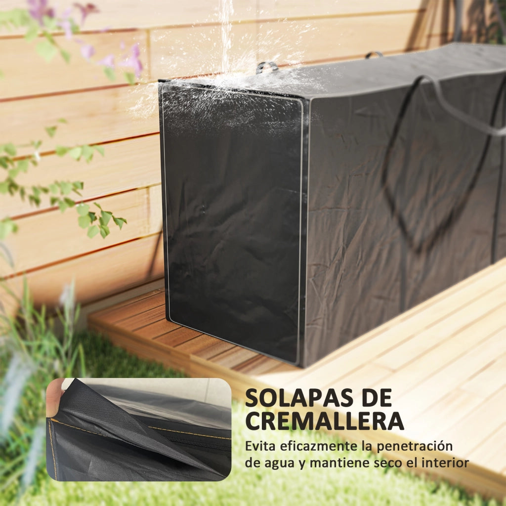 Borsa per Cuscini da Giardino Impermeabile 720L ¨C Minimal ¨C Nero 125x40x55cm