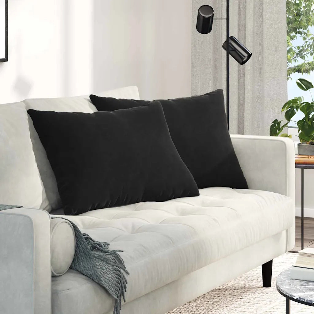 Cuscini da Divano 2 pz-Set di 2 Cuscini per Sofa Nero 70 x 50 cm Tessuto in Cords