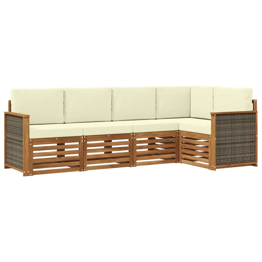 Set divano sezionale con cuscino 4 pcs Naturale e Crema 3384346