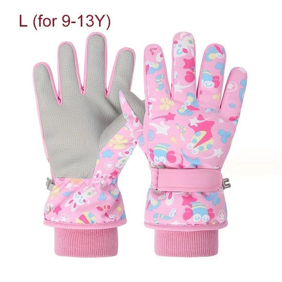 Manopole da sci per bambini rosse, invernali, impermeabili, calde, adatte per snowboard, sci, taglia L