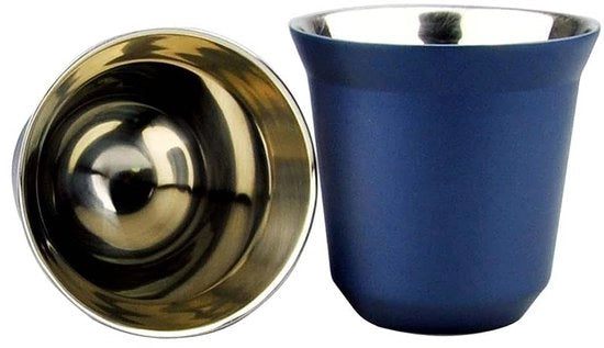 Coppa da Caffè 80 ml - Doppio Strato - Acciaio Inossidabile - Antiscivolo - Compatta - Conservazione del Calore - Tazza