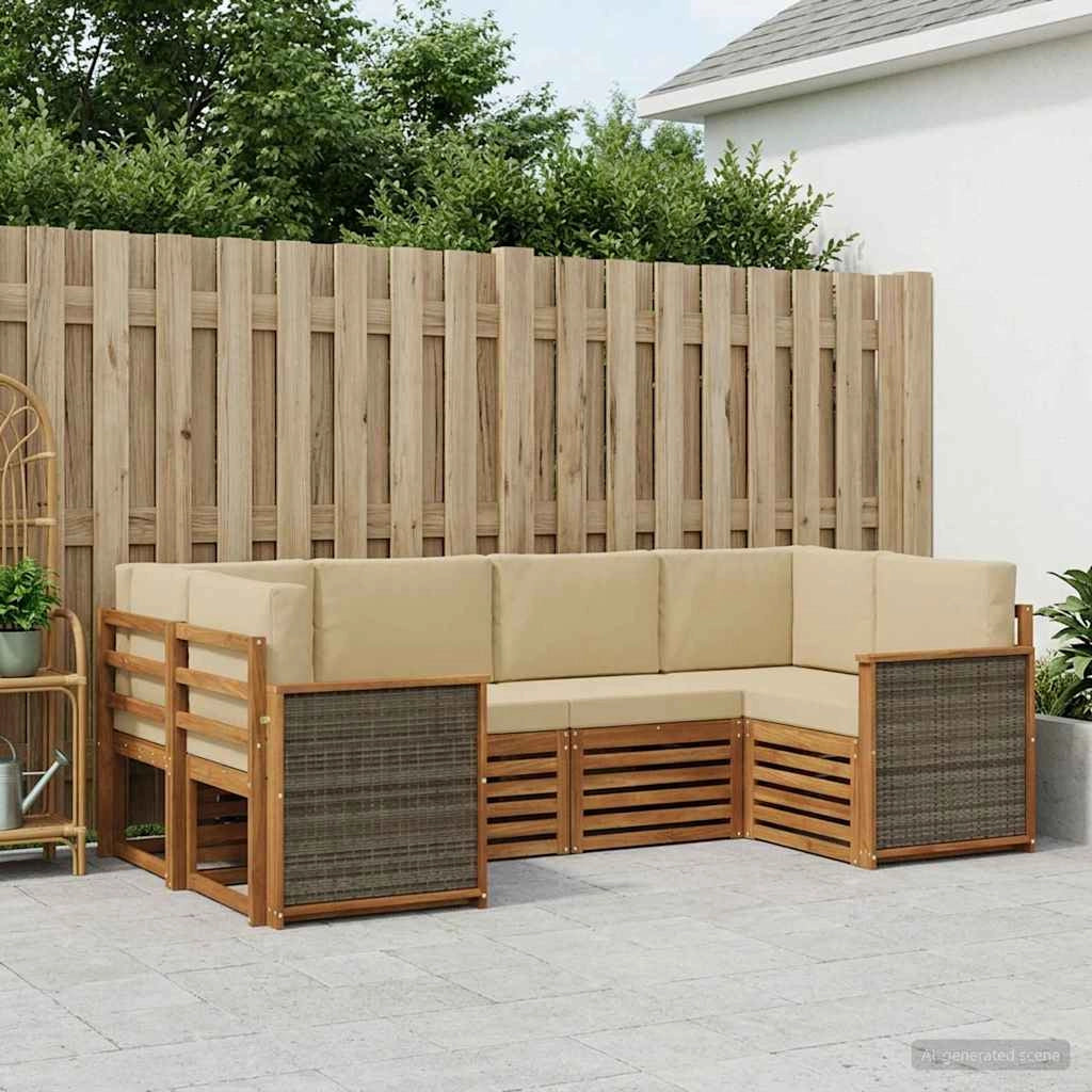 Set di divani da esterno 5 pz Naturale 3384769