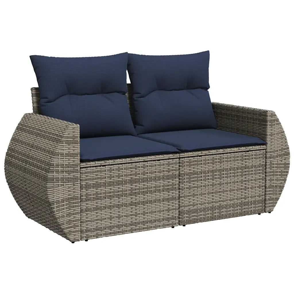 Set Divani da Giardino 9 pz con Cuscini Grigio Polyrattan Acacia 3328076