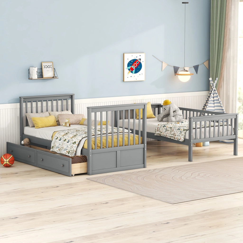Letto a Castello con Cassetti Cabrio ¨C MINIMAL ¨C Grigio 90x200