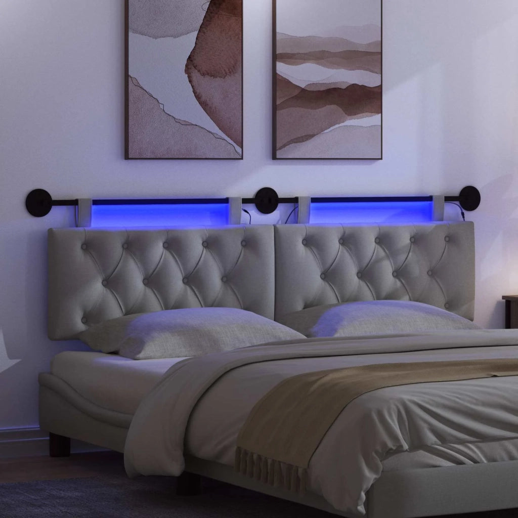 Testiera | Testata sospesa Con luce LED Grigio Chiaro Tessuto