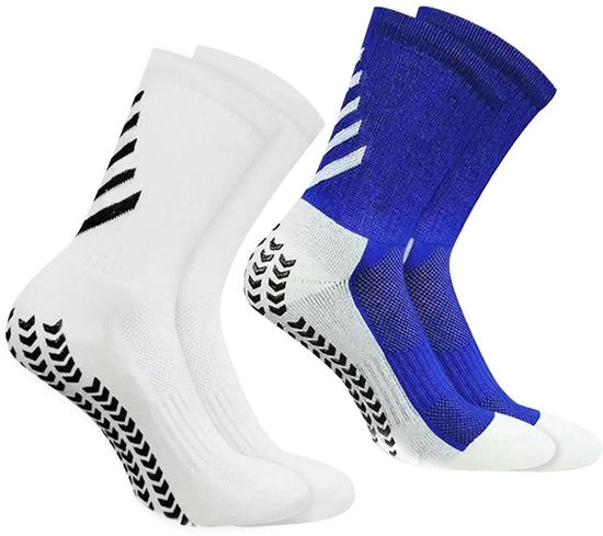 Calzettoni antiscivolo per calcio - 2 paia - Materiale adesivo poliester-cotone - Transpiranti - Idonei per calcio/pallacanestro