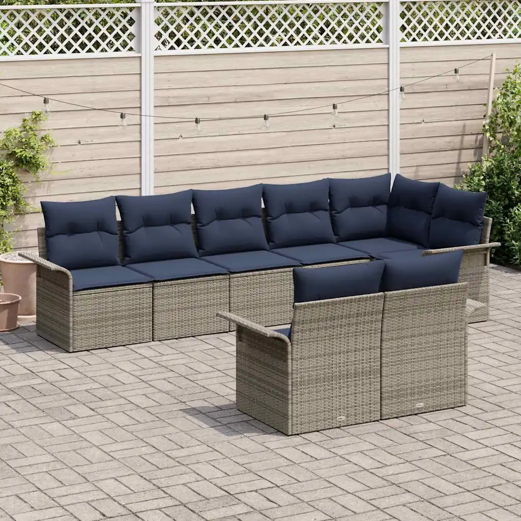 Set Divano da Giardino 8 pcs Grigio polyrattan 3354084