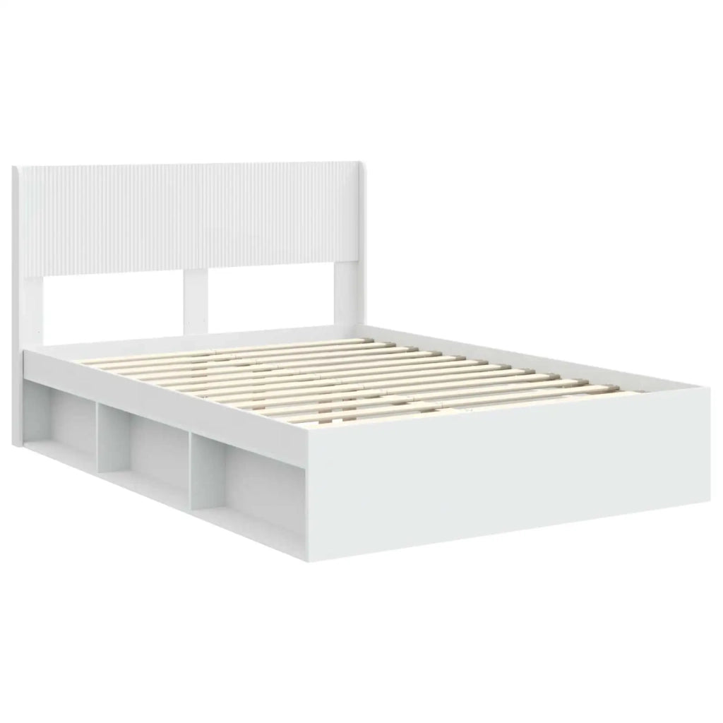 Struttura del letto con stoccaggio e testata Bianco 3414227